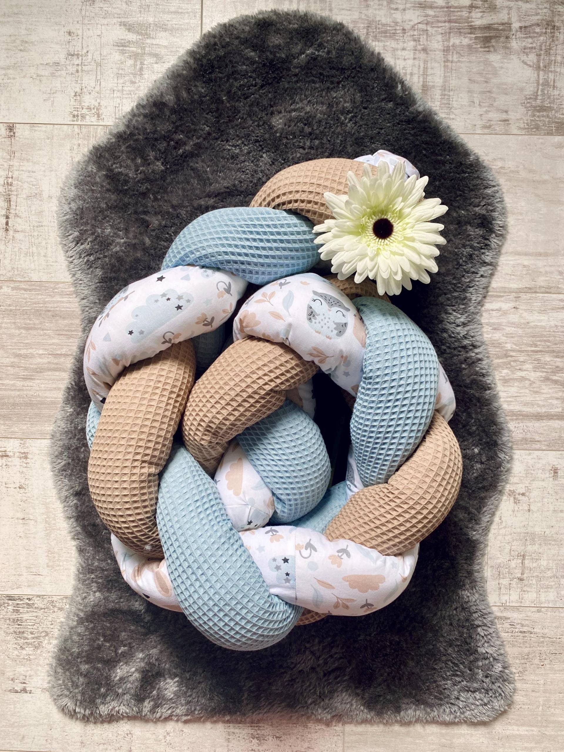 Wickeltischrolle Waffelpique Und Baumwolle | Umrandung Drei Farben Patchwork Wolken Geflochten Zugluftstopper Kantenschutz von Etsy - pagaennaART