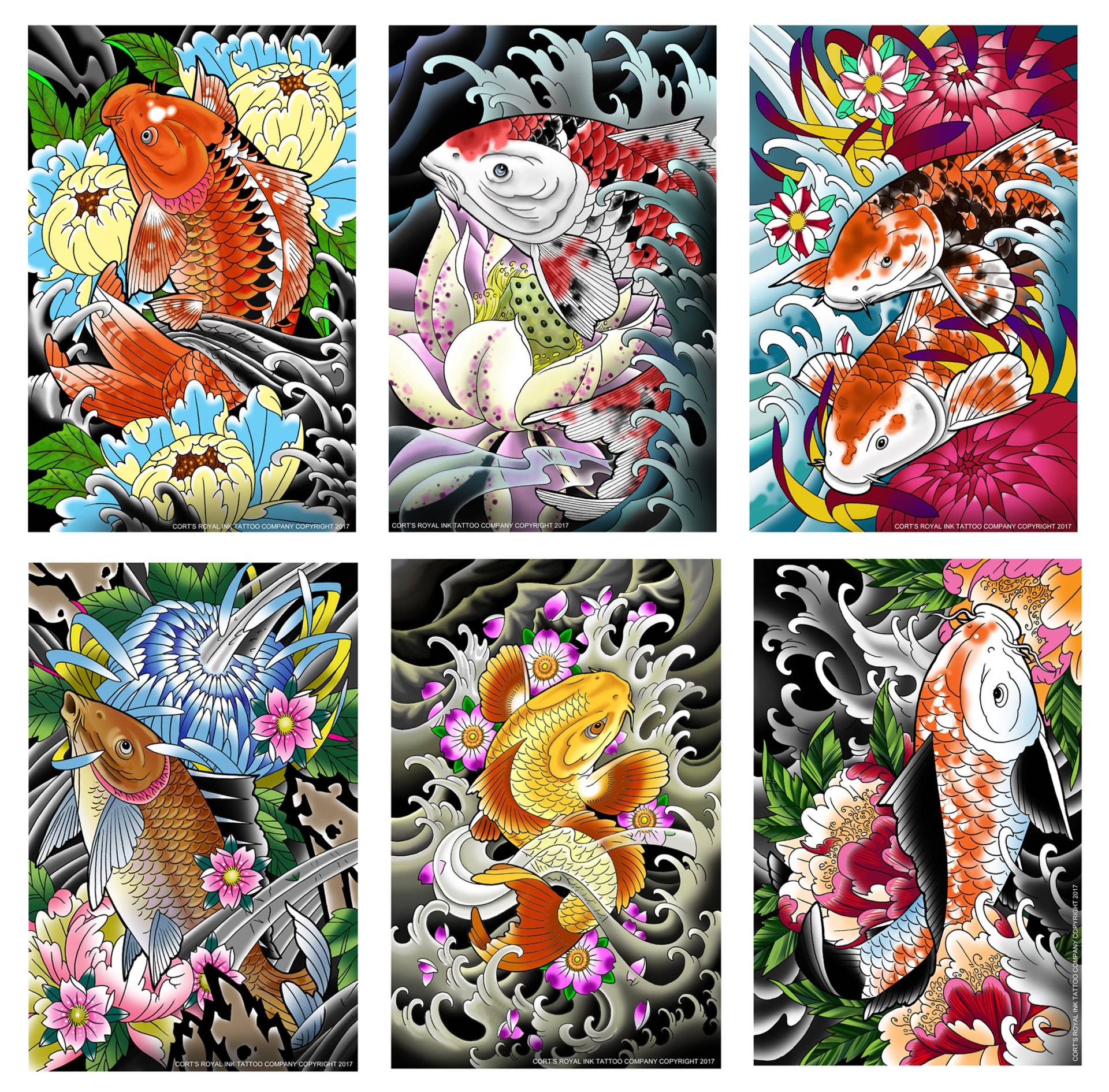 Japan Style Tattoo Prints, 6 Koi Prints 11x17 Neu Für 2018 von Etsy - paintwheel
