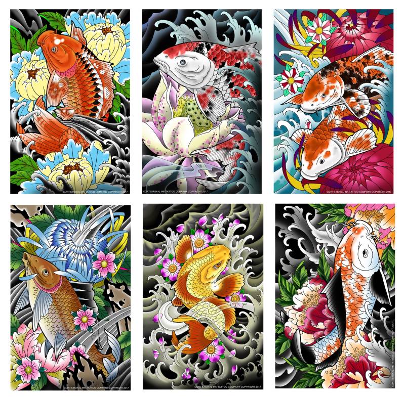 Japan Style Tattoo Prints, 6 Koi Prints 11x17 Neu Für 2018 von Etsy - paintwheel