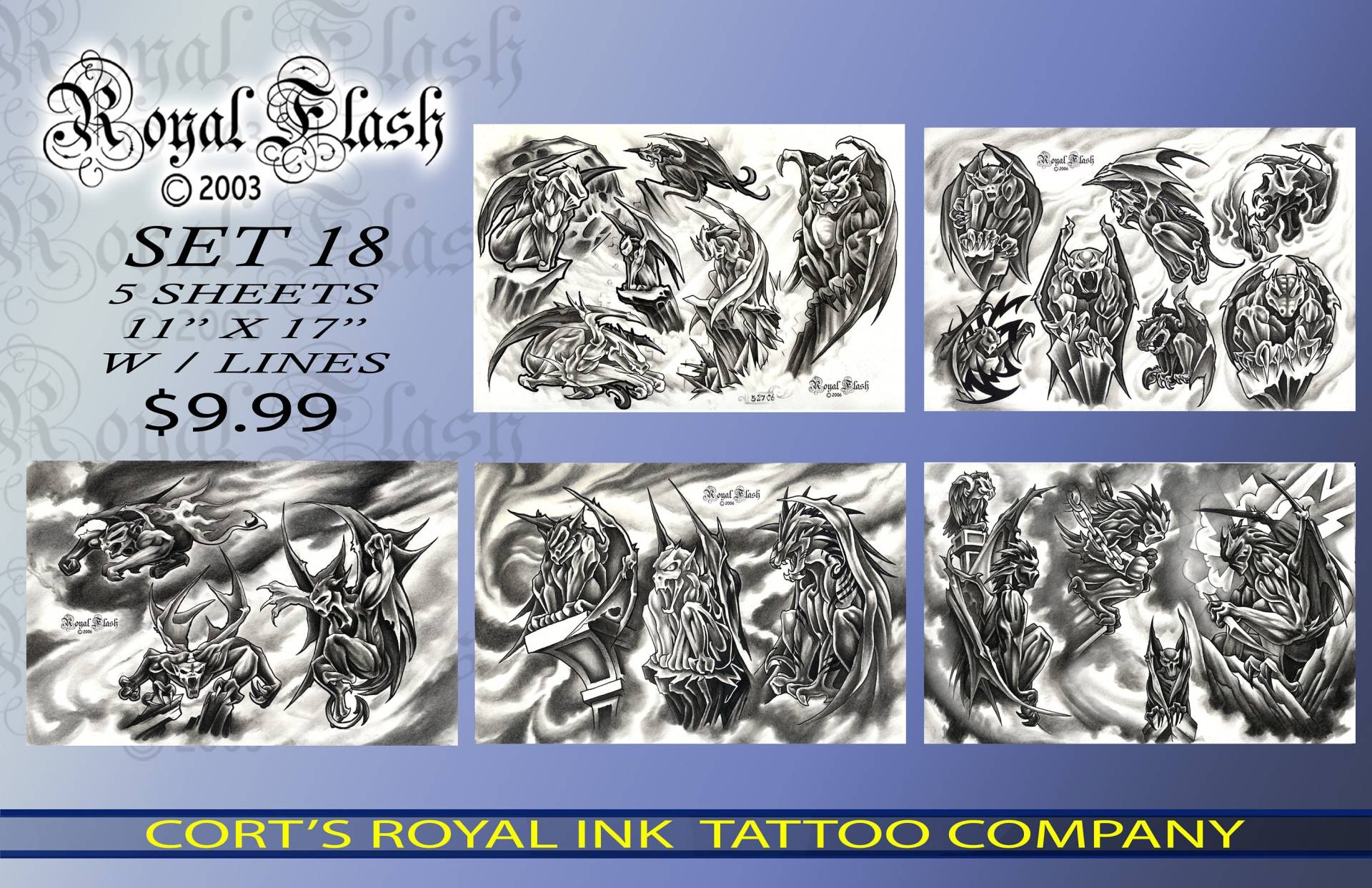 Schwarz Und Grau Stil Tattoo Flash Set 18 5 Seiten Von 11 "x 17" Laser Gedruckt Gargoyles W/Umrisse von Etsy - paintwheel