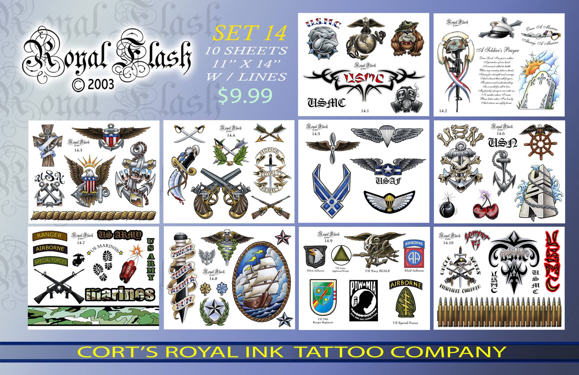 Tattoo Flash Set 14 10 Seiten Von Military Große Geldmacher W/Umrisse von Etsy - paintwheel