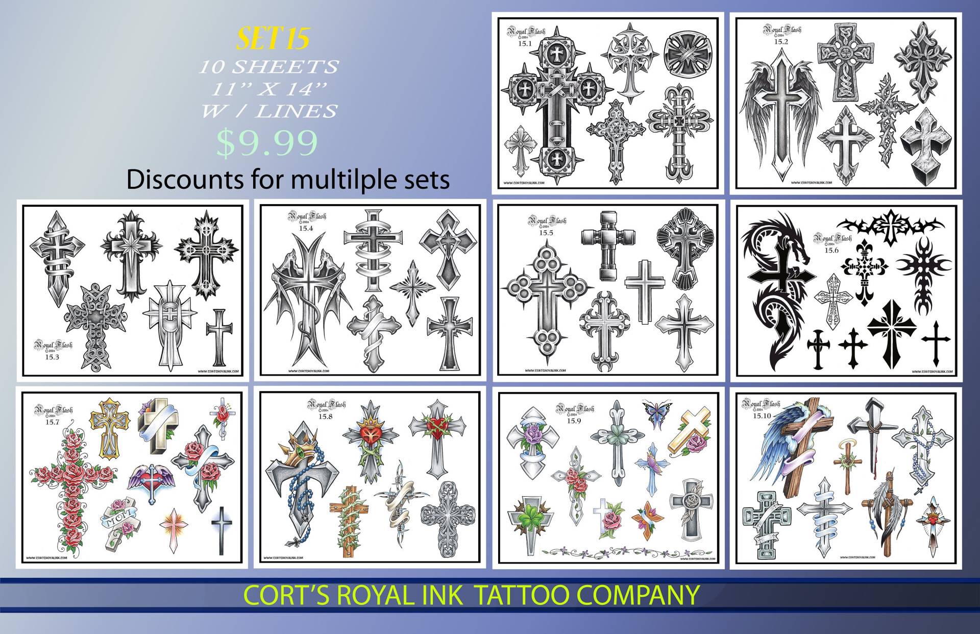 Tattoo Flash Set 15 10 Seiten Laserdruck Kreuze Bestseller Mit Umriss von Etsy - paintwheel