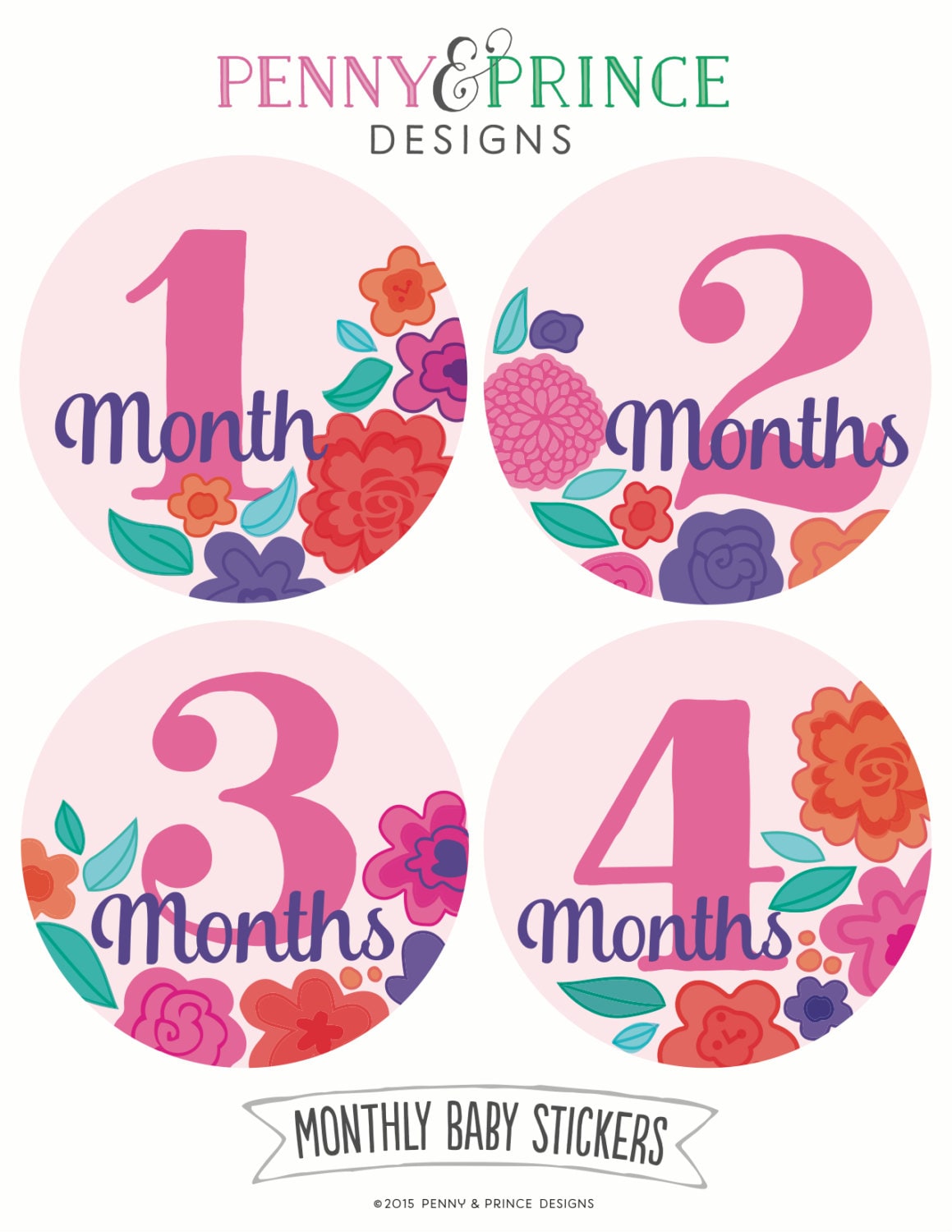 Geschenkangebot, Monatliche Baby Mädchen, Monat Babyaufkleber, Blumen, Meilenstein-Aufkleber, Für Baby-Geschenk, Baby-Mädchen von Etsy - pennyandprince