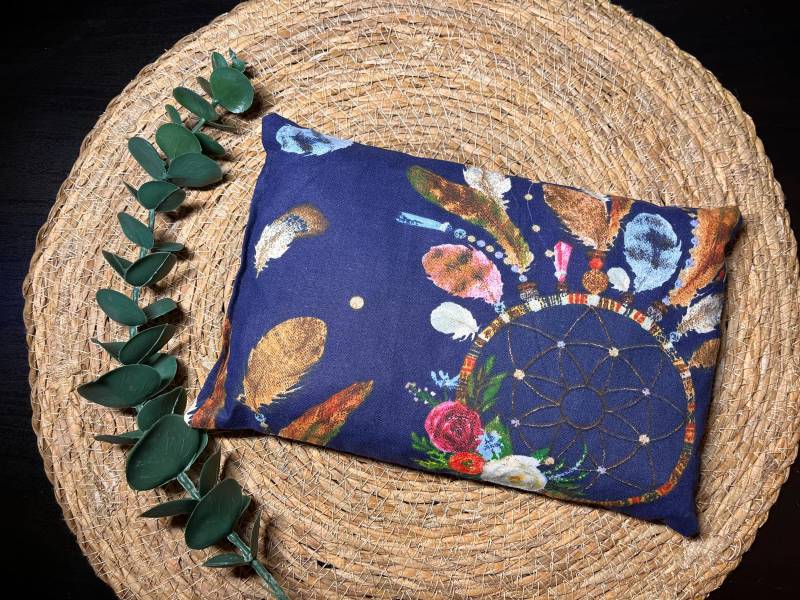 Kirschkernkissen, Wärmekissen, Körnerkissen, Wärmetherapie, Kältetherapie, Mikrowelle, Handmade With Love, Traumfänger, Blau Ocker, Geschenk von Etsy - pinkbowKristinchen