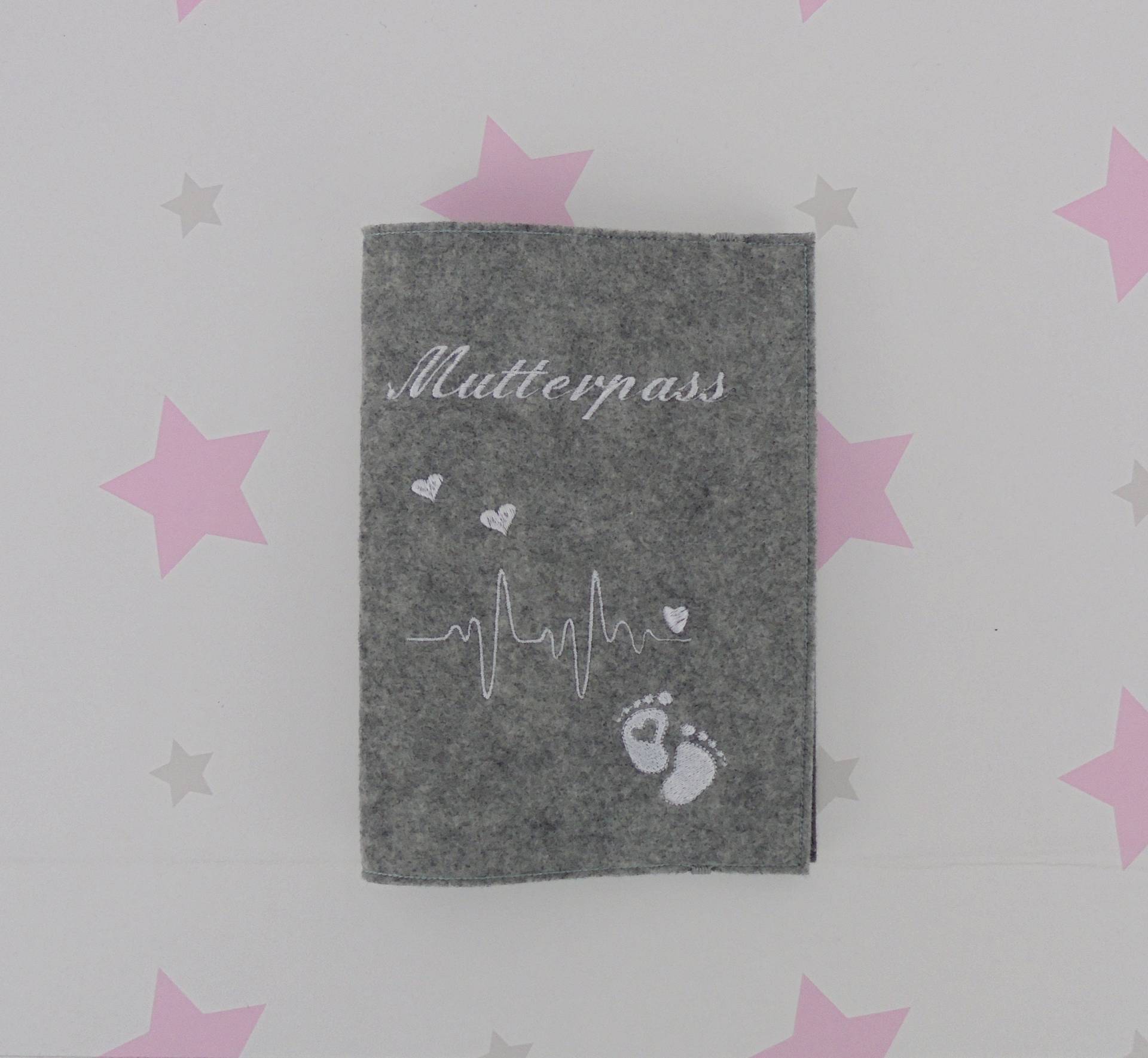 Pinkesterne Mutterpasshülle Mamipass Filz Schutzhülle Handmade Ekg Fußabdrücke von Etsy - pinkeSterne