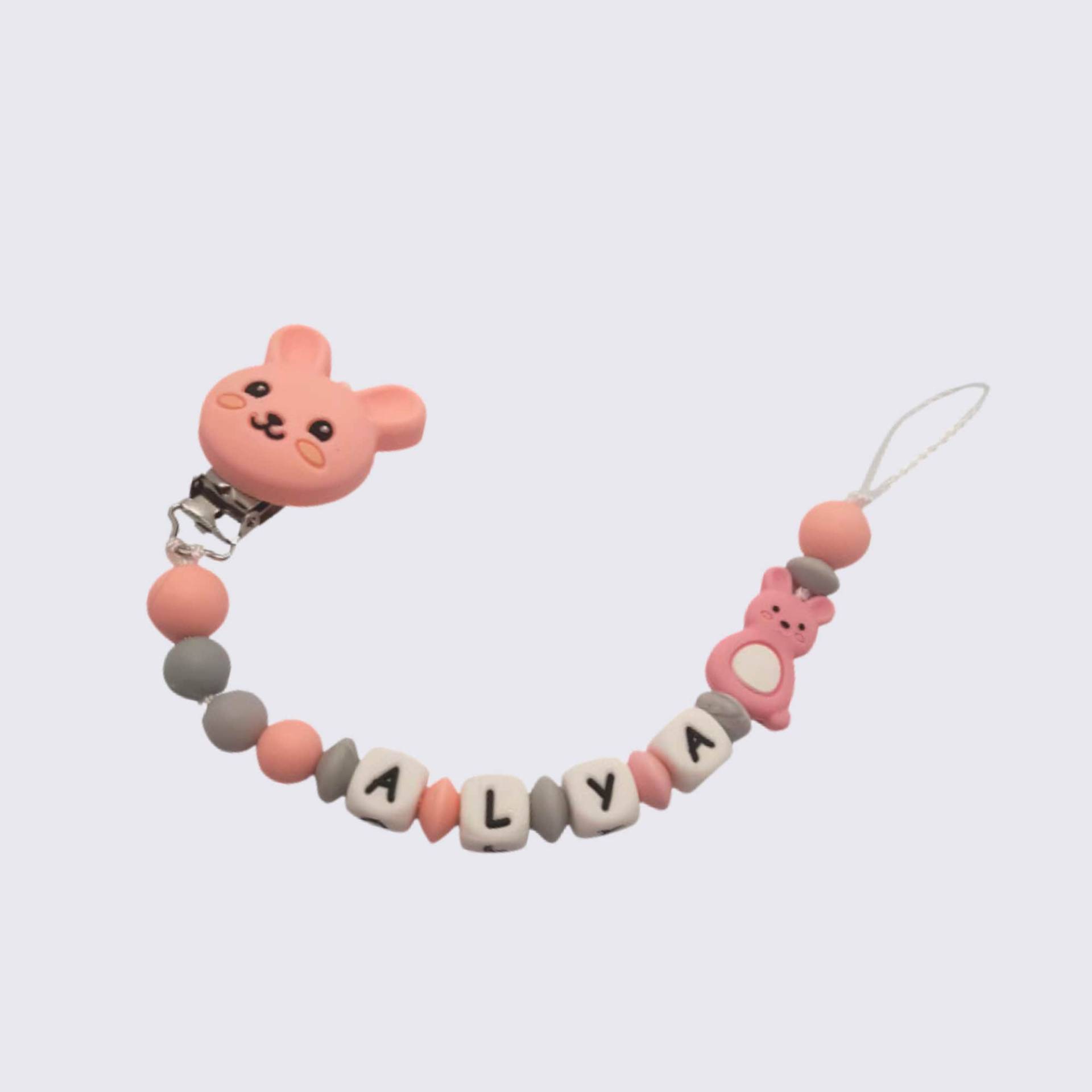 Personalisierter Rosa Hasen-Schnullerclip/Grau Personalisiertes Geburtsgeschenk Für Mädchen Personalisierter Rosa Hasen-Schnullerclip/Grau Personalisiertes Geburtsgeschenk Für Mädchen von Etsy - planetebebe