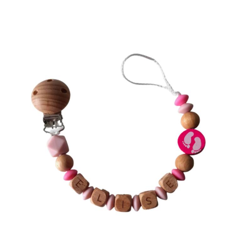 Personalisierter Schnullerclip - Mädchen-Schnullerclip Aus Holz Und Silikon von Etsy - planetebebe