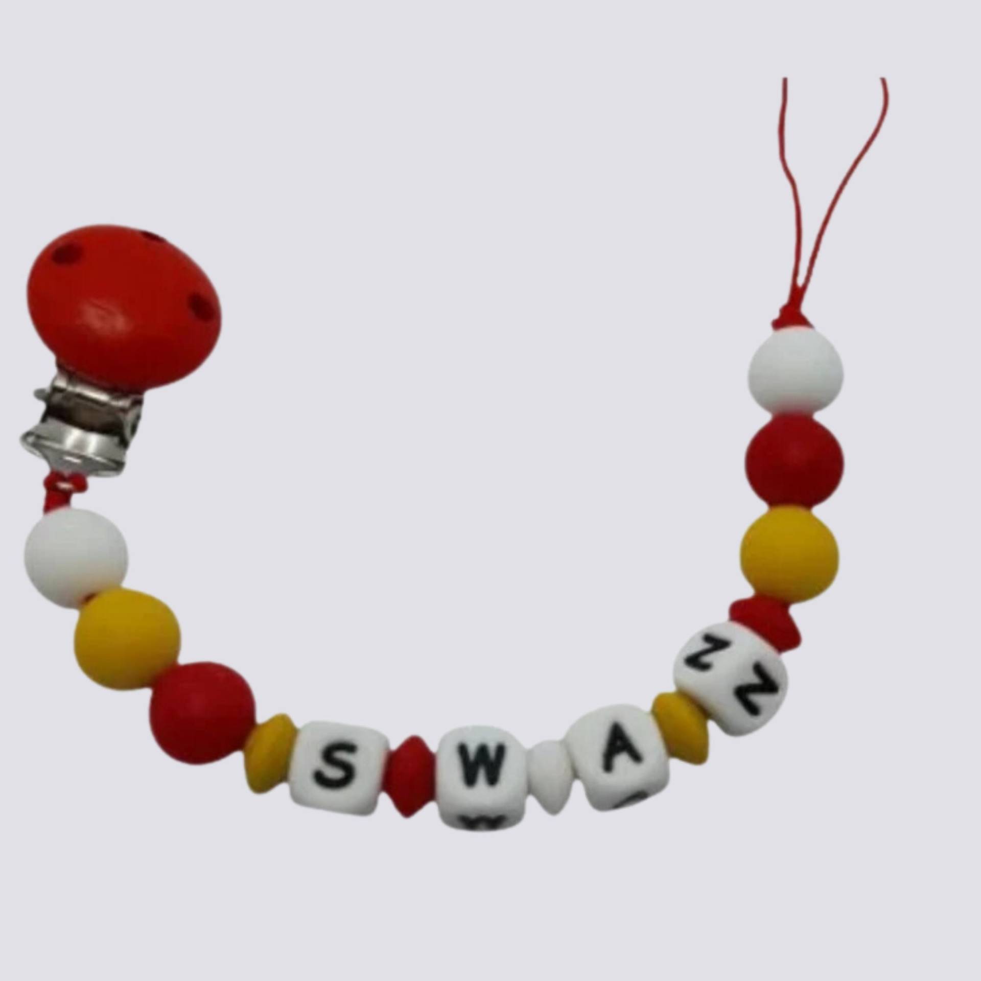Personalisierter Schnullerclip - Mehrfarbige Leuchtende Farben Rot Gelb Orange Weiß Personalisierter Schnullerclip - Mehrfarbige Leuchtende Farben Rot Gelb Orange Weiß von Etsy - planetebebe