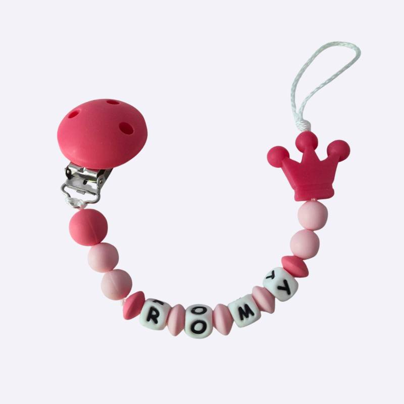 Schnullerclip Zum Personalisieren Der Leuchtend Rosa/Hellrosa Prinzessinnenkrone von Etsy - planetebebe