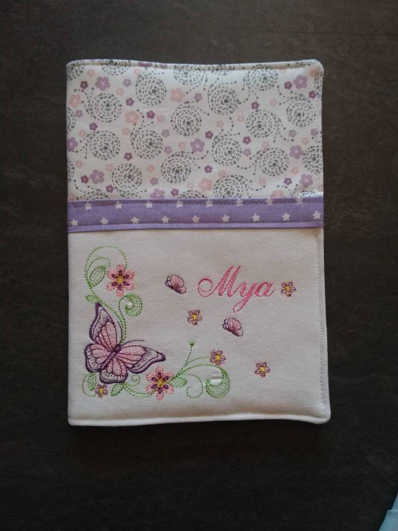 Gesundheitsbuchschutz Für Mädchen, Personalisiert Mit Vornamen Und Schmetterlingsblumen-stickerei, Anpassbare Geschenkidee Zur Geburt von Etsy - pommedammour17