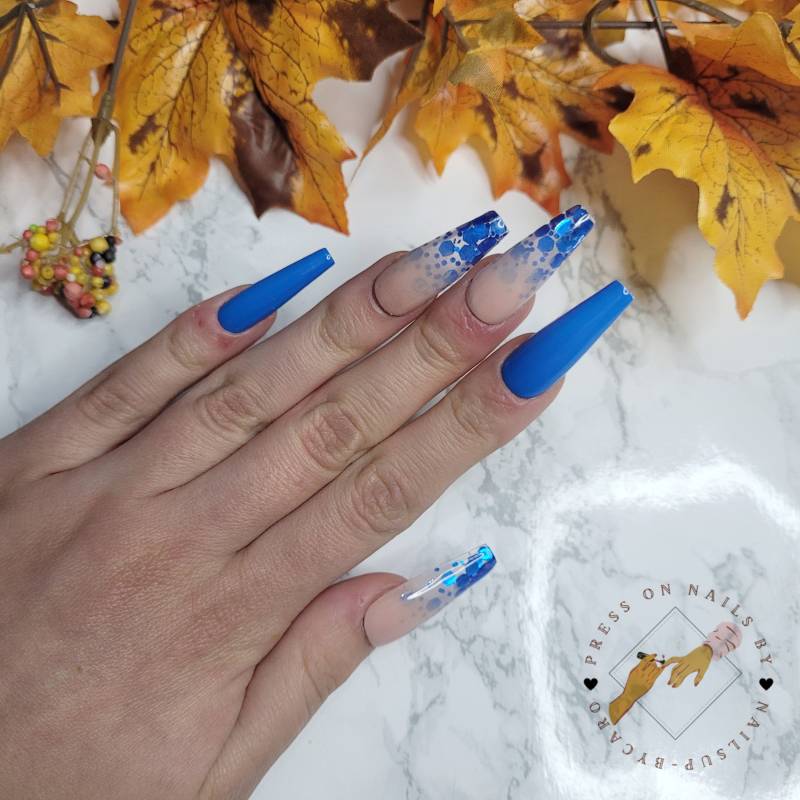 Blue Stone - Press On Nails Long Ballerina Blue Stone - Press On Nails Long Ballerina von Etsy - pressonsbycaro