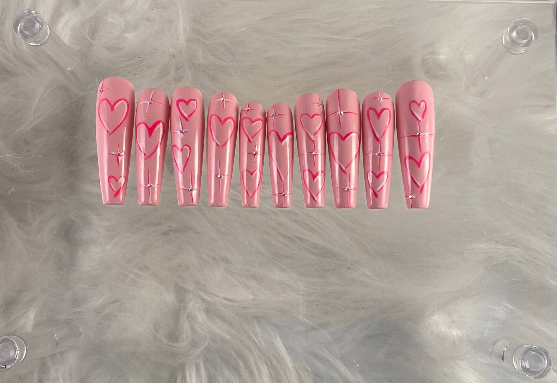 Pink Heart Press On Nails Valentinstag Nägel von Etsy - pureessencenails