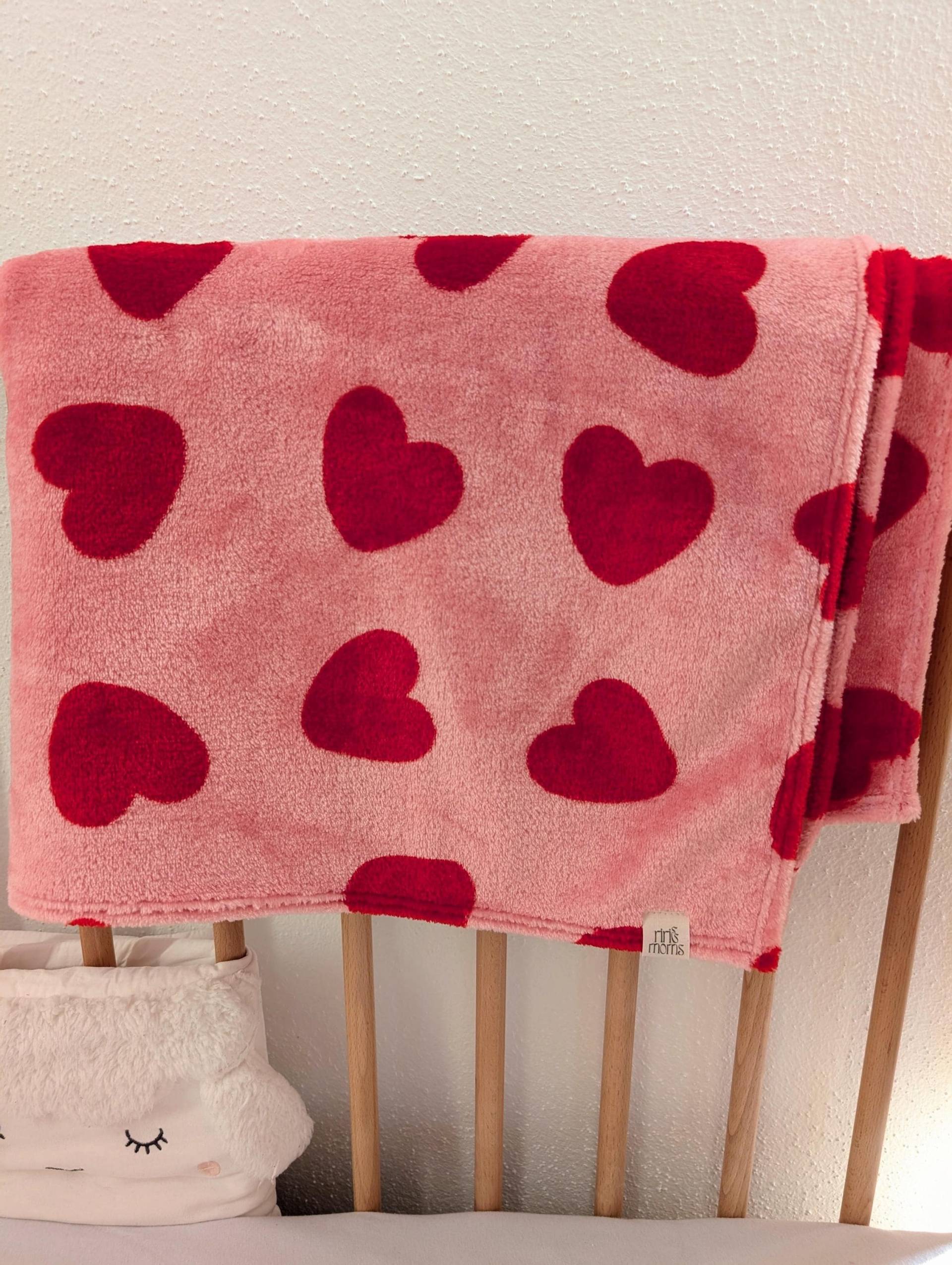 Babydecke Aus Kuschelfleece/Herzen Rosa Rot von Etsy - ririandmoms