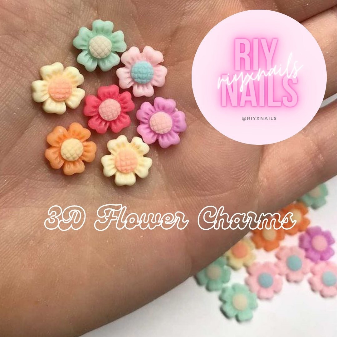 3D Niedliche Blumen Nailart Charms Riynails von Etsy - riynails