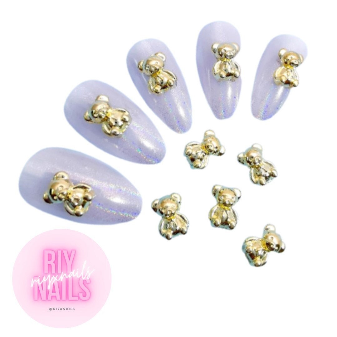 5 Stück Gold 3D Teddybär Nail Art Anhänger Riynails 5 Stück Gold 3D Teddybär Nail Art Anhänger Riynails von Etsy - riynails