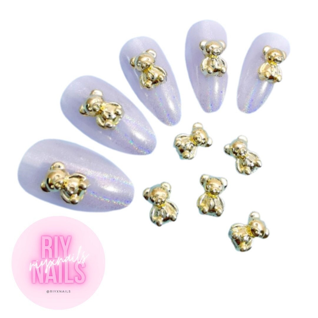 5 Stück Gold 3D Teddybär Nail Art Charm Riynails von Etsy - riynails