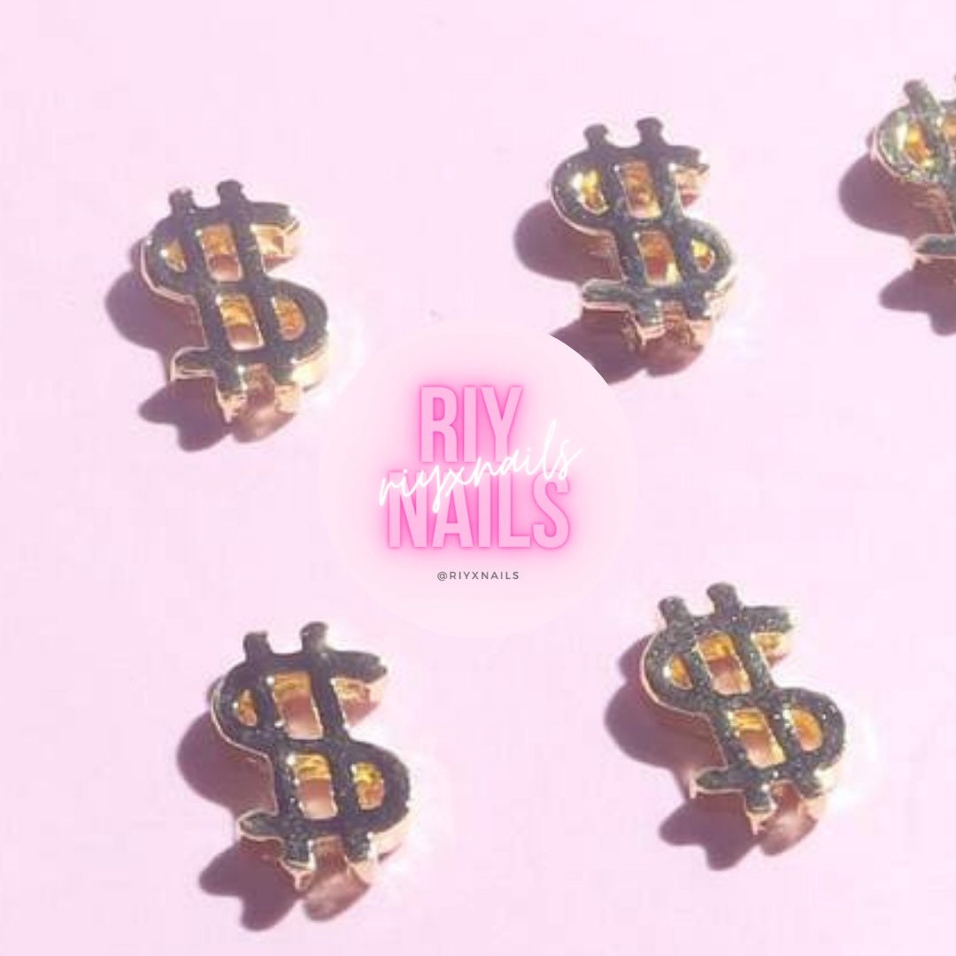 5 Stück Gold Dollar Zeichen Nagel Charms Riynails von Etsy - riynails