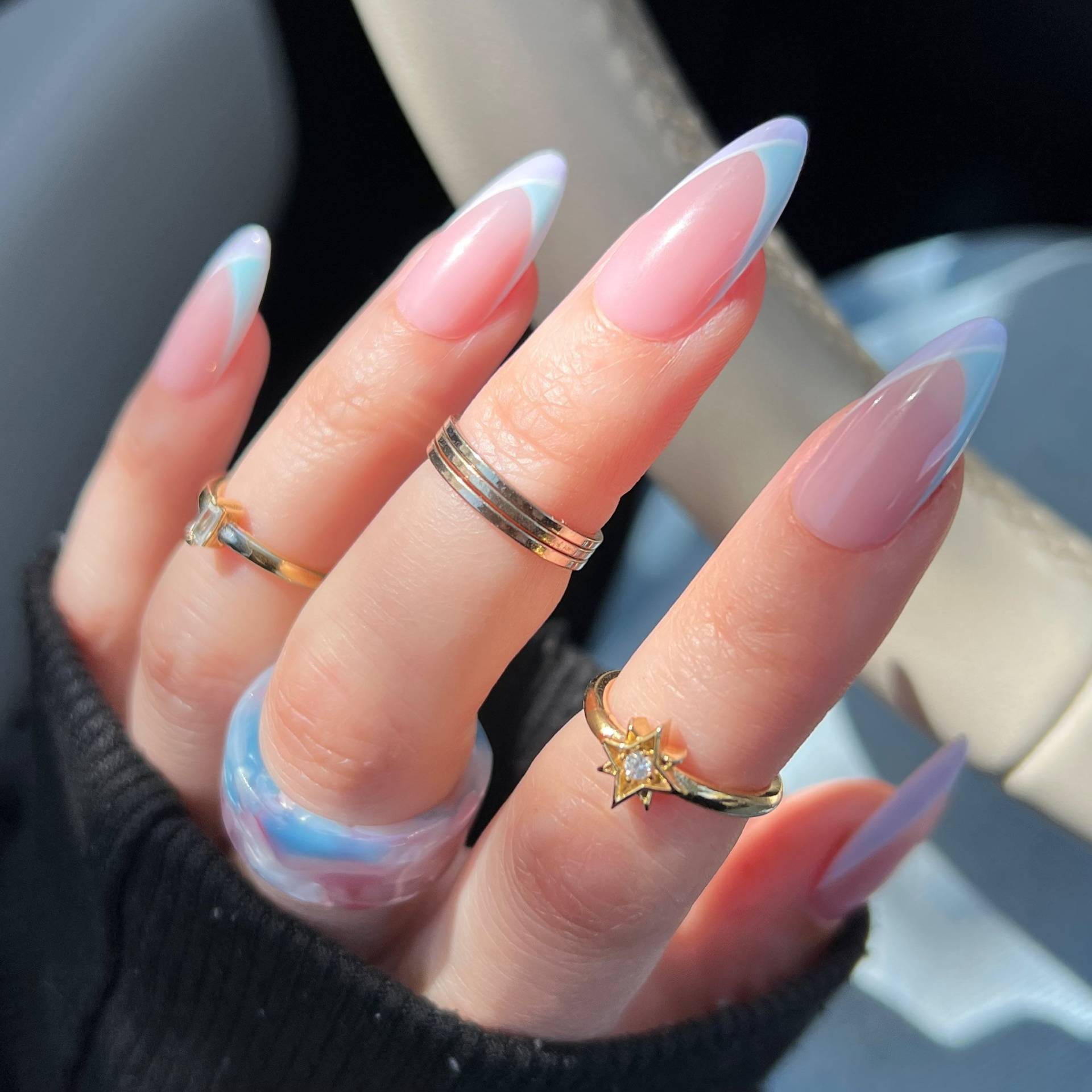 Abstrakte Pastellfarbene French Tips/Press On Nails von Etsy - sassynailsbyalba
