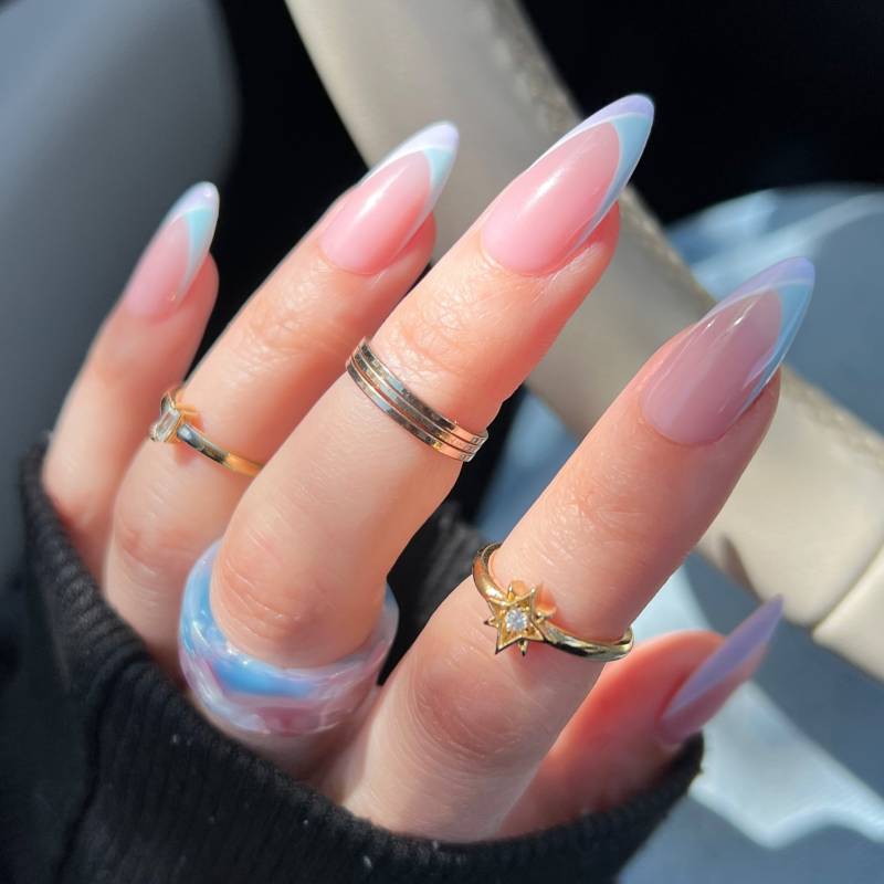 Abstrakte Pastellfarbene French Tips/Press On Nails von Etsy - sassynailsbyalba