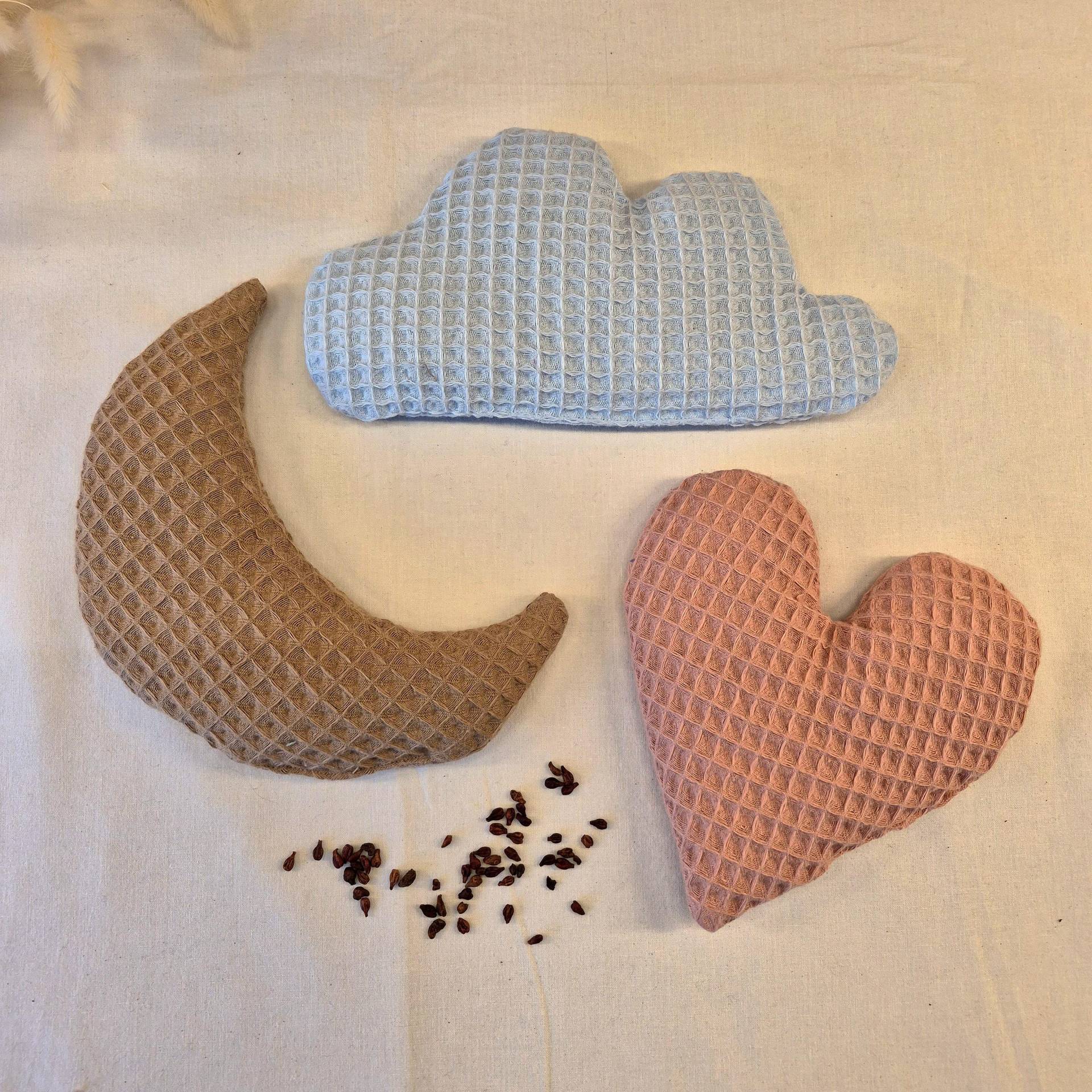 Körnerkissen 3Erset Baby Herz Mond & Wolke | Wärmekissen Traubenkernkissen Geschenk Geburt, Taufe Für Geschwister von Etsy - schneiderklein