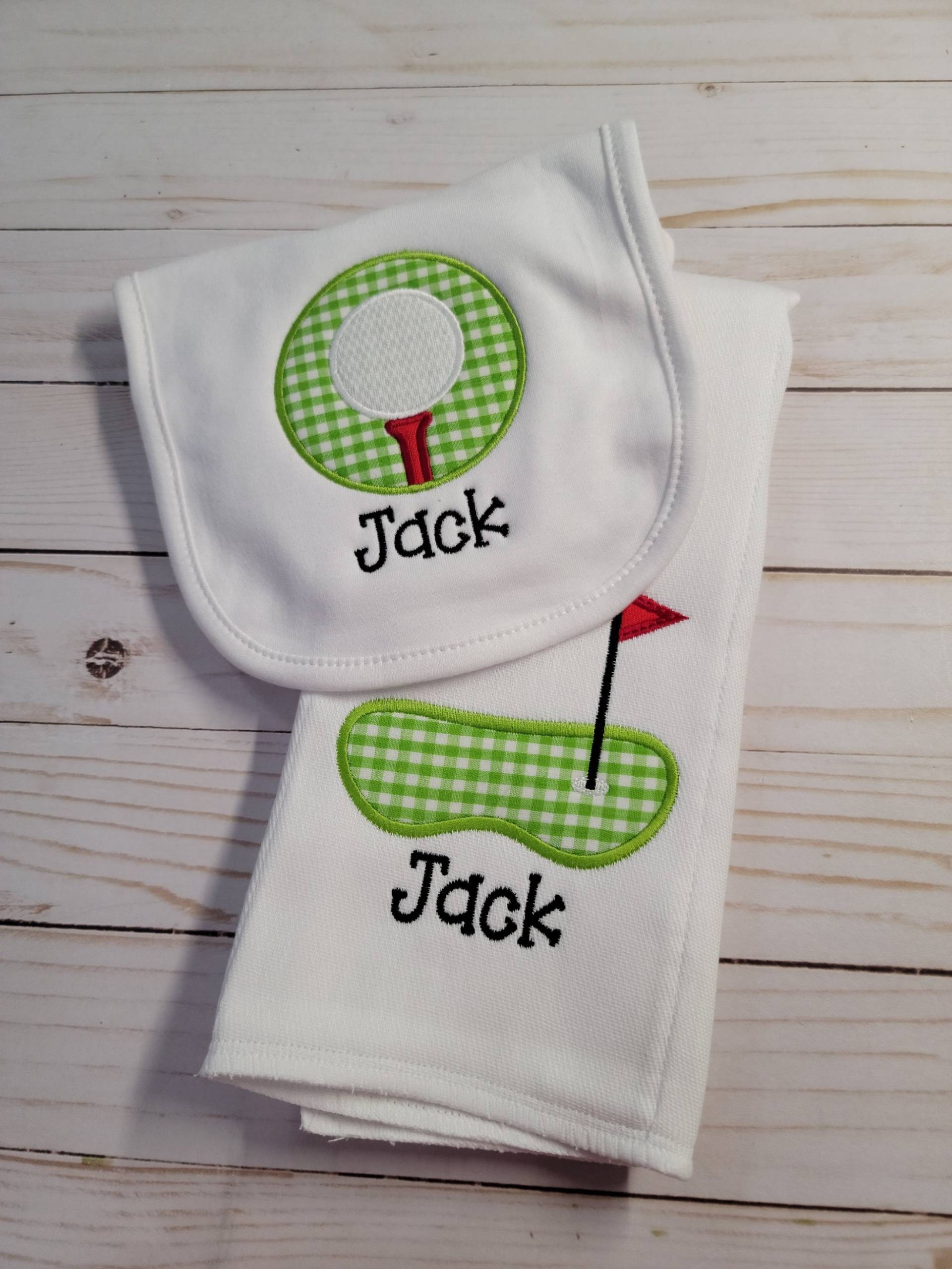 Junge Spucktuch Set, Personalisierte Golf Applikation Baby-Dusche-Geschenk Junge Spucktuch Set, Personalisierte Golf Applikation Baby-Dusche-Geschenk von Etsy - sewblessedstitches