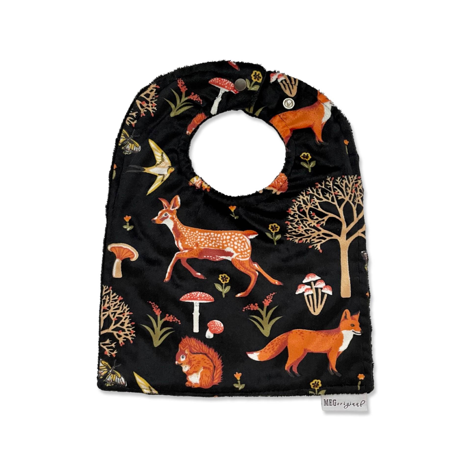 Baby-Zu-Kleinkind Verstellbares Snap-Lätzchen {Waldfreunde} Wächst Mit Dem Baby in Ein Kleinkind - Weich & Langlebig Waldtiere Auf Schwarz Unisex von Etsy - shopMEGoriginal