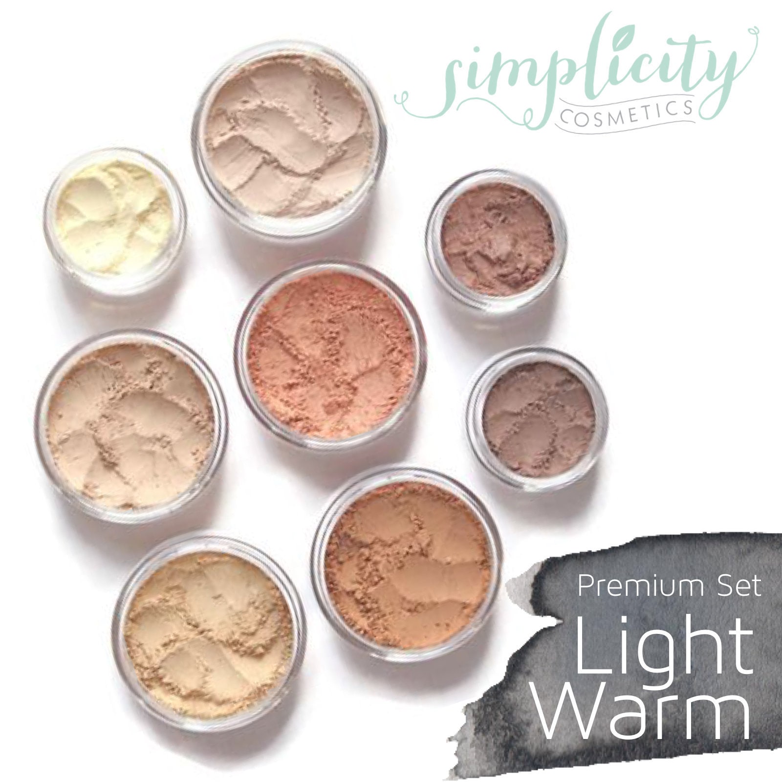 Mineral Make-Up Premium Set - Leicht Warm | Stiftung Erröten Schiere Pulver Bronzer Lidschatten Unter Auge Concealer von Etsy - simplicitycosmetics