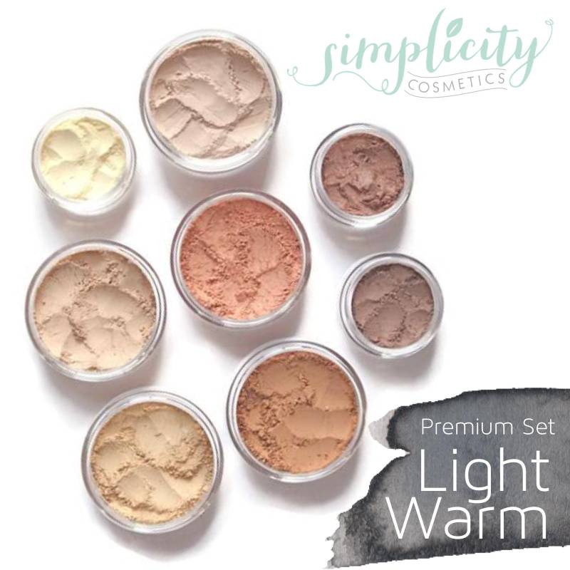Mineral Make-Up Premium Set - Leicht Warm | Stiftung Erröten Schiere Pulver Bronzer Lidschatten Unter Auge Concealer von Etsy - simplicitycosmetics