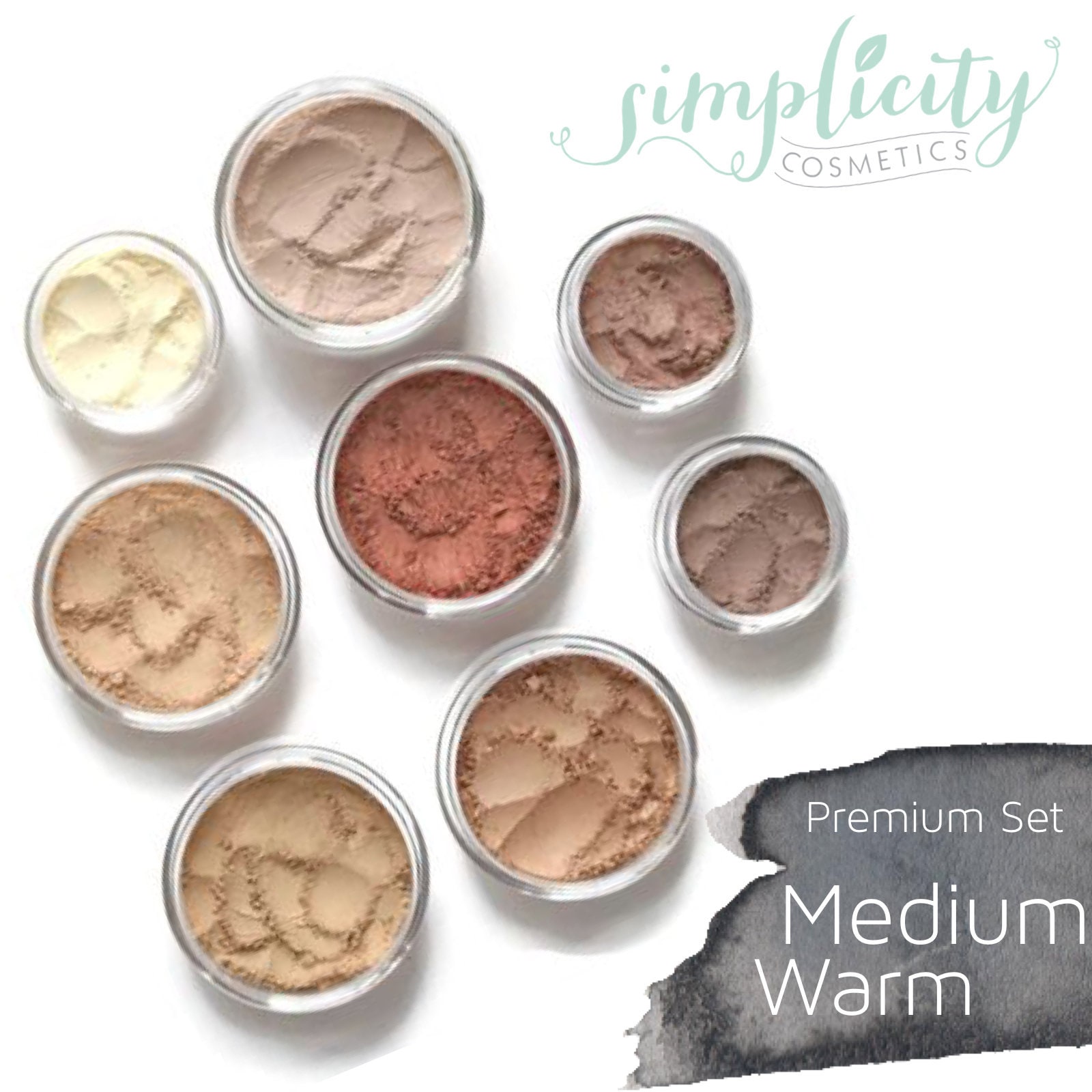 Mineral Make-Up Premium Set - Mittlere Warm | Stiftung Erröten Schiere Pulver Bronzer Lidschatten Unter Auge Concealer von Etsy - simplicitycosmetics