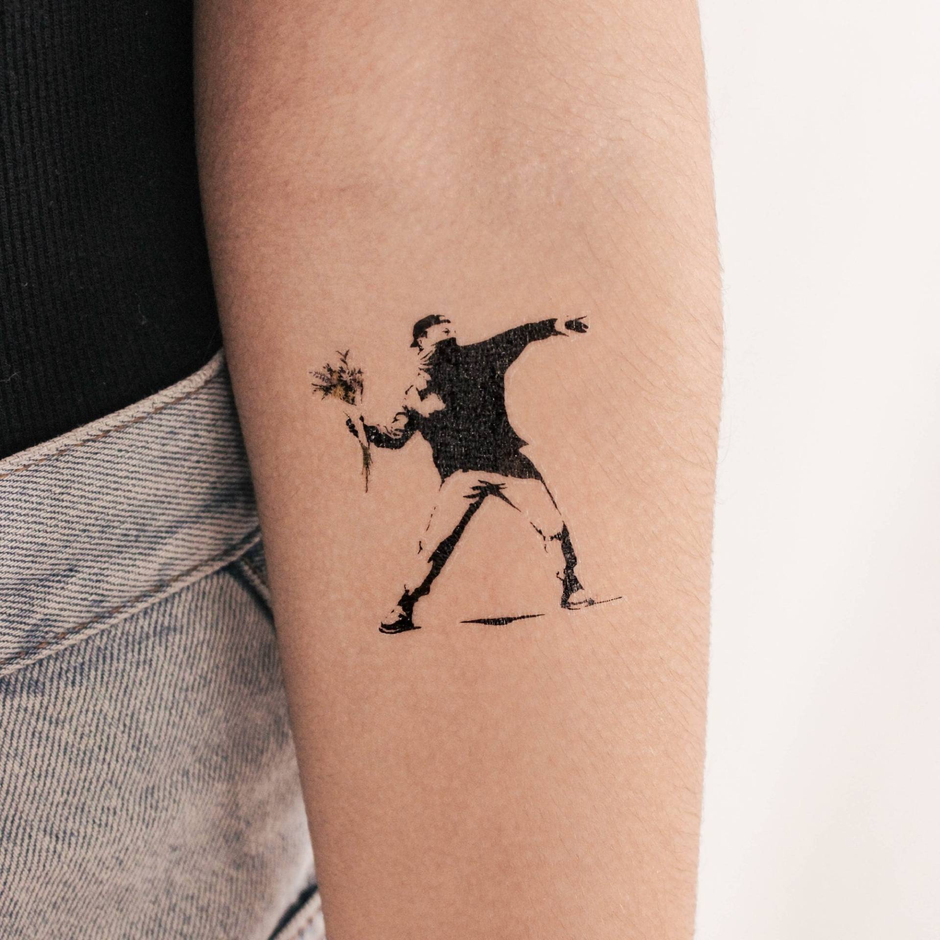 Banksy Blumenwerfer Temporäres Tattoo | 3Er Set von Etsy - smalltattoos