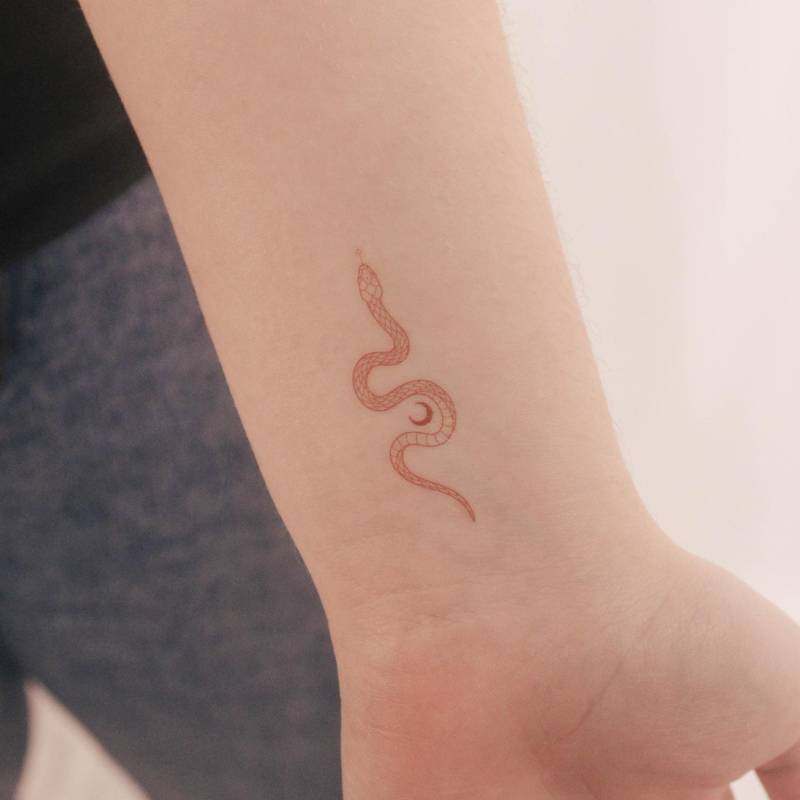 Feine Linie Rote Schlange Temporäres Tattoo Von Jakenowicz | 3Er Set von Etsy - smalltattoos