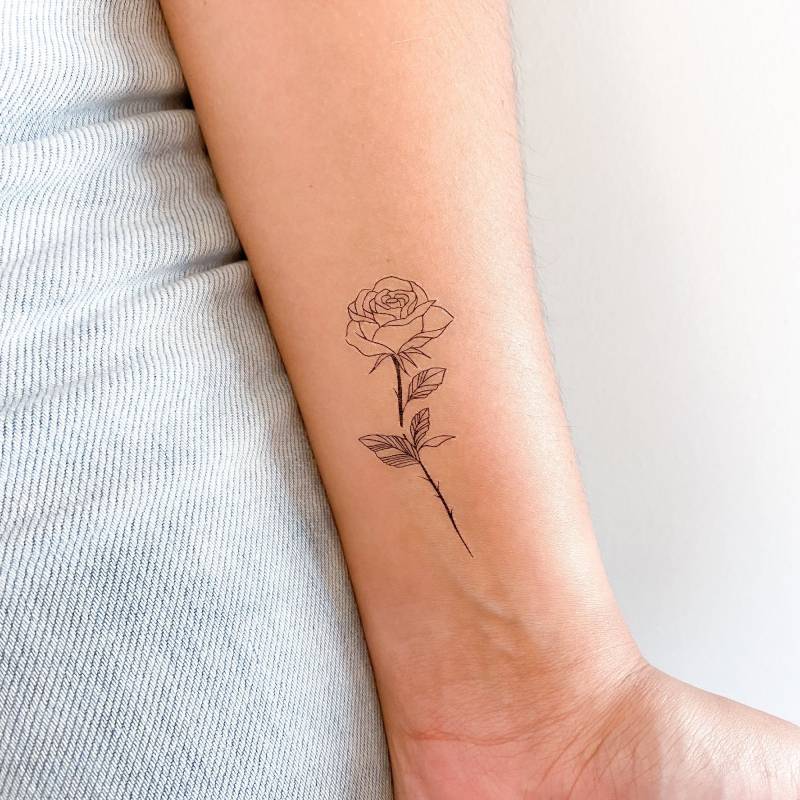 Fine Line Rose Temporäres Tattoo | 3Er Set von Etsy - smalltattoos