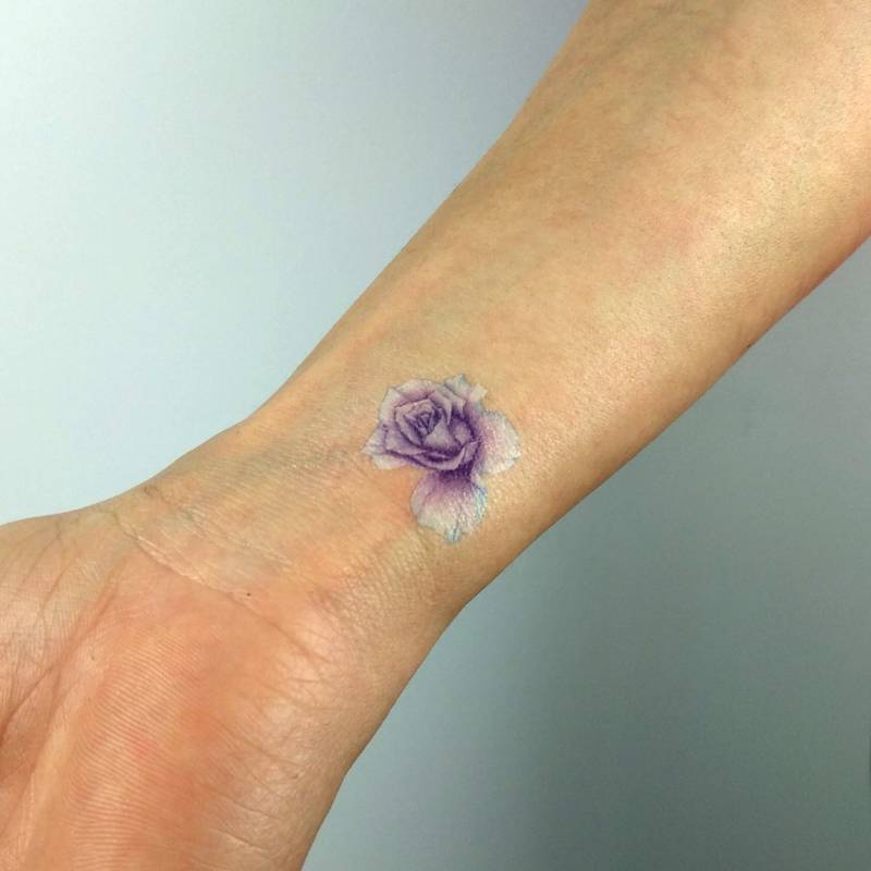 Lila Rosenkopf Temporäres Tattoo Von Mini Lau | 3Er Set von Etsy - smalltattoos
