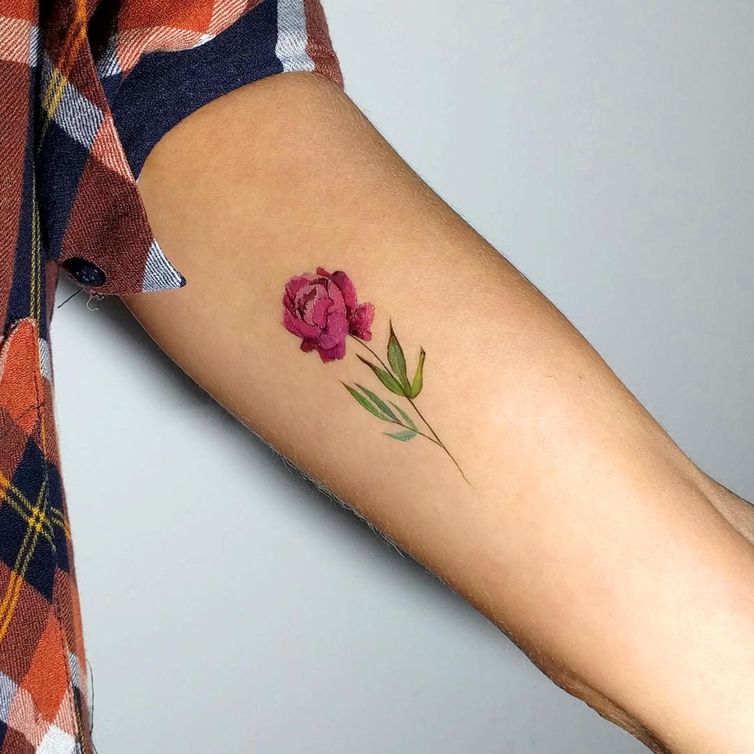 Pink Pfingstrose Temporäres Tattoo Von Lena Fedchenko | 3Er Set von Etsy - smalltattoos