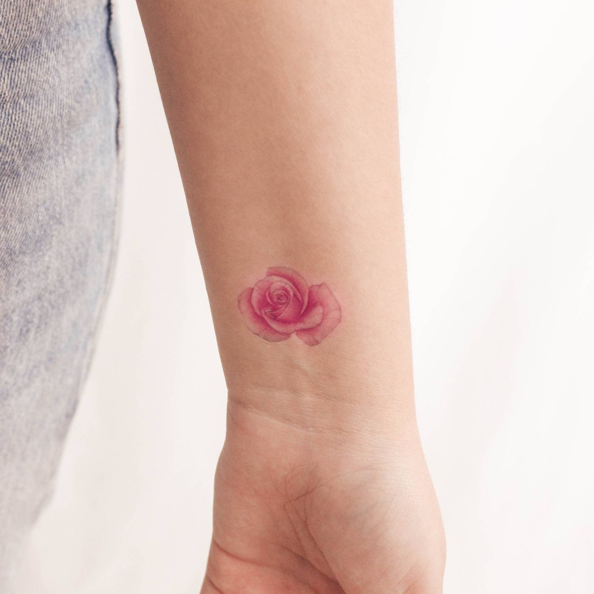 Pink Rose Kopf Temporäres Tattoo Von Mini Lau | 3Er Set von Etsy - smalltattoos