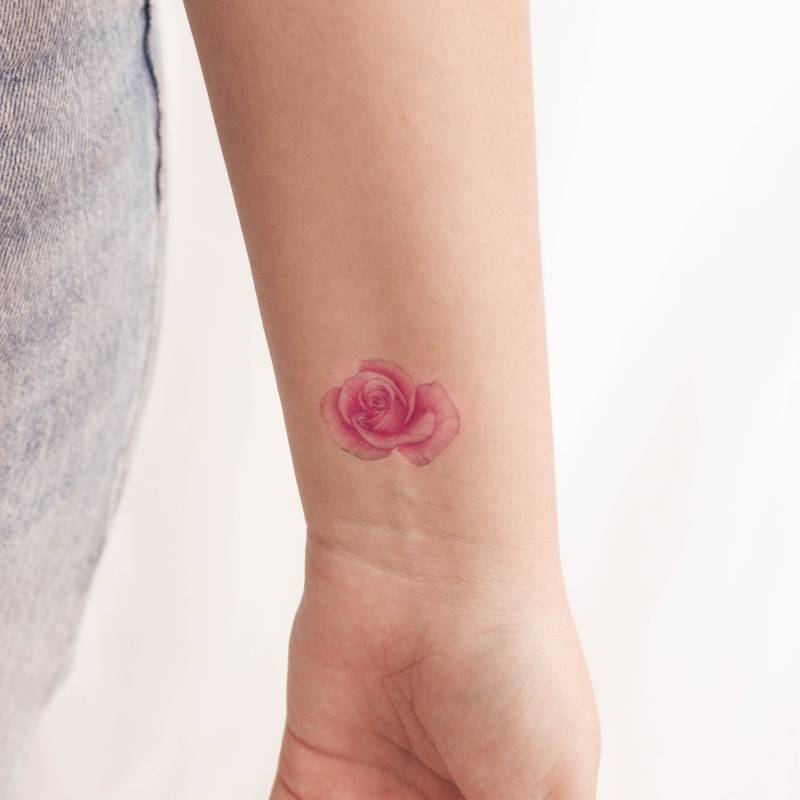 Pink Rose Kopf Temporäres Tattoo Von Mini Lau | 3Er Set von Etsy - smalltattoos