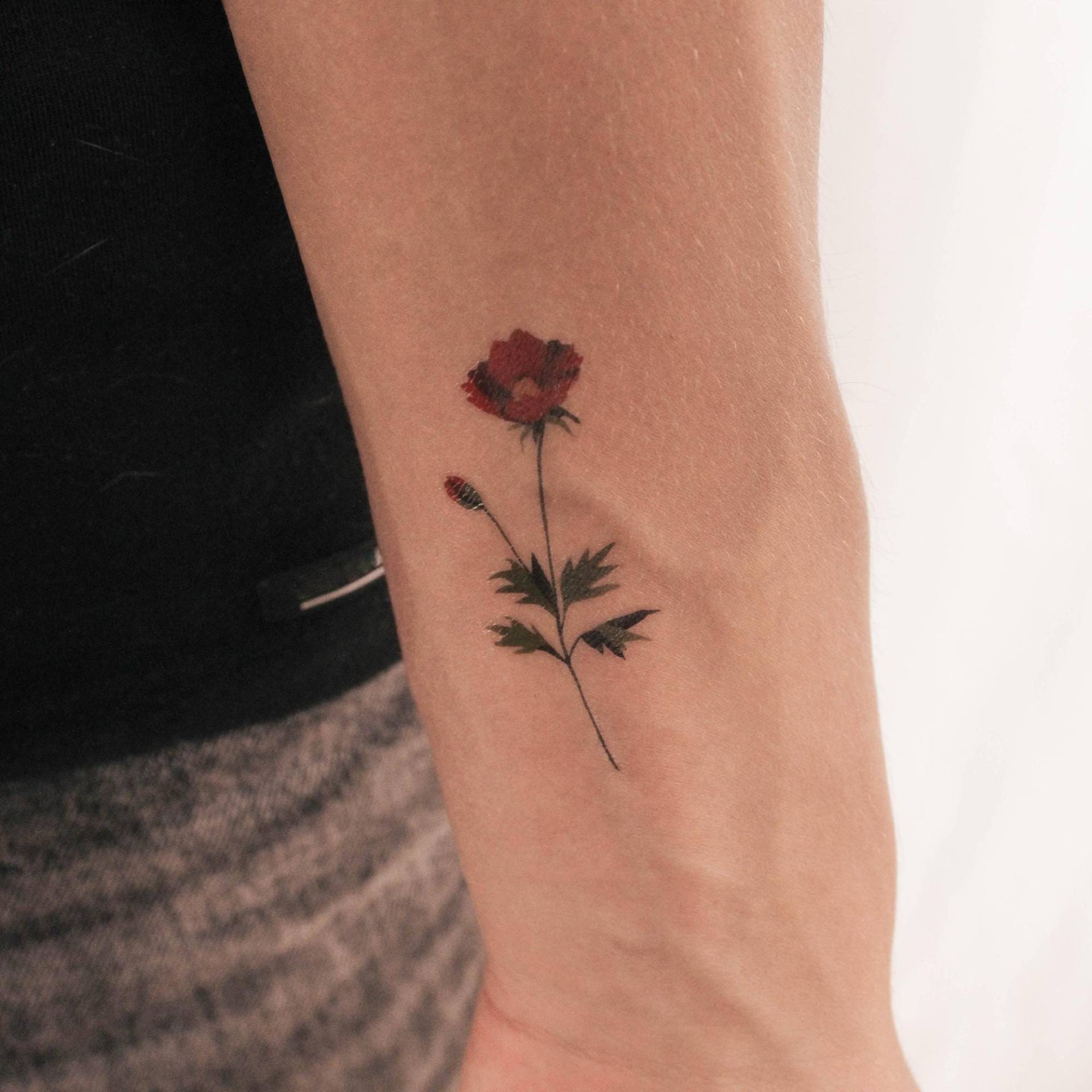 Rote Chrysantheme Temporäres Tattoo Von Zihee | 3Er Set von Etsy - smalltattoos
