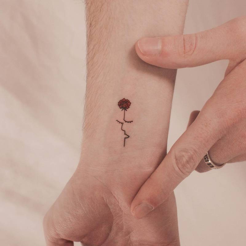 Schläfrige Rote Rose Klebetattoo | 3Er Set von Etsy - smalltattoos