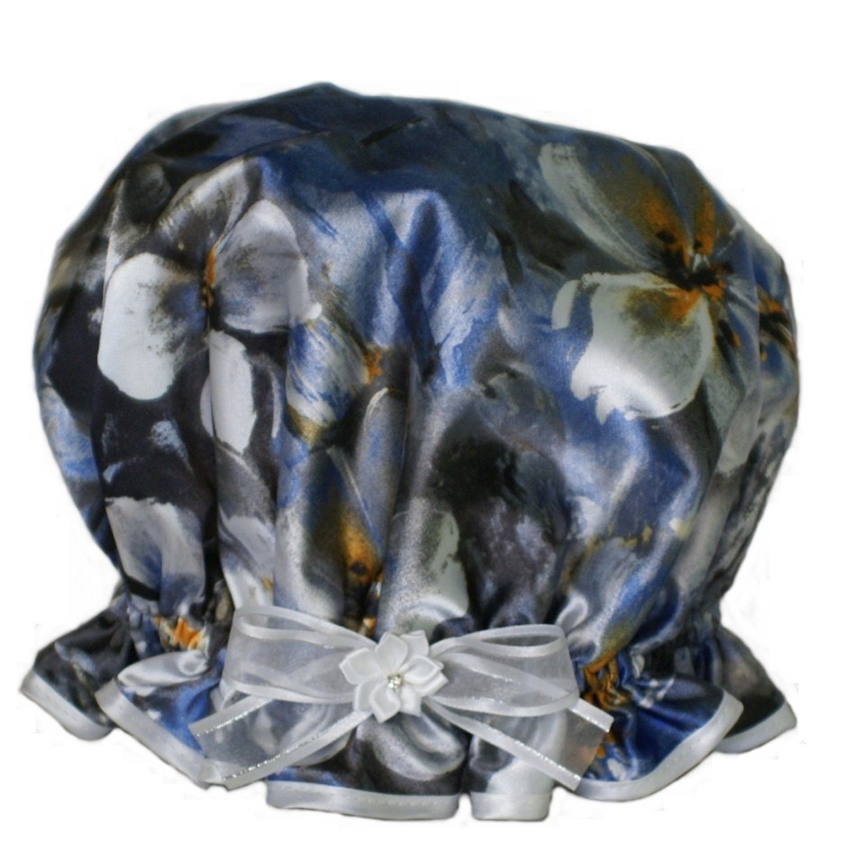 Damen Blau Blumen Duschhaube - Secret Garden Blue von Etsy - soprettyshowercaps