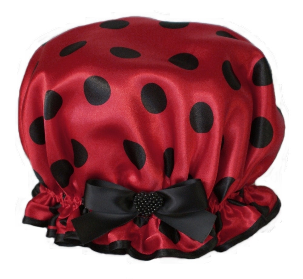 Mädchen Duschhaube, Rot Gepunktet Love Bug Marienkäfer | Für 3-9 Jahre von Etsy - soprettyshowercaps