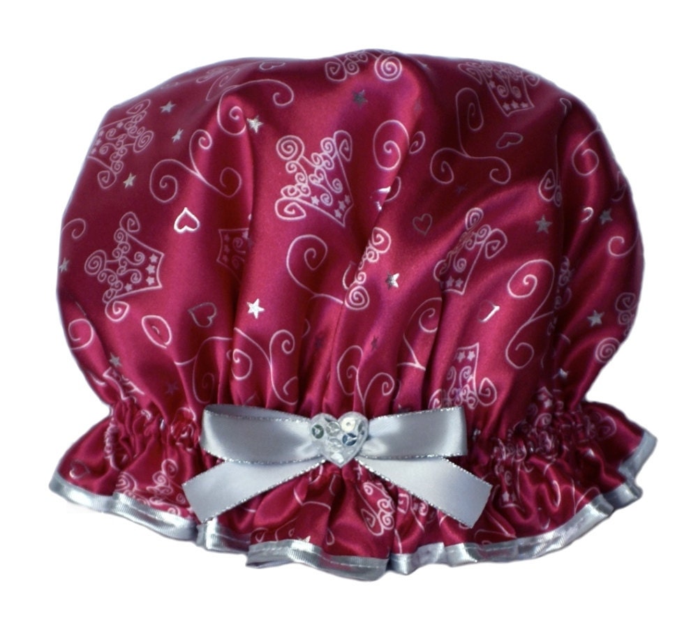 Mädchen Duschhaube in Silber Und Burgund - Little Queenie | Für Kinder Von 3 Bis 10 Jahren von Etsy - soprettyshowercaps
