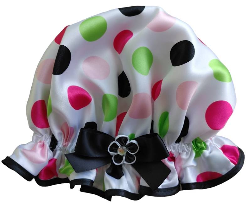 Multi Farbige Tupfen Duschhaube - Missy Moo von Etsy - soprettyshowercaps