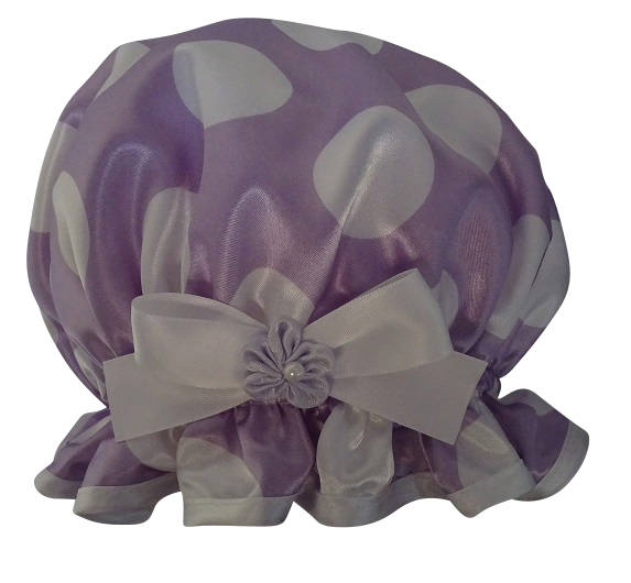 Pastell Mauve Und Weiß Große Tupfen Duschhaube - Big Dot Lilac von Etsy - soprettyshowercaps