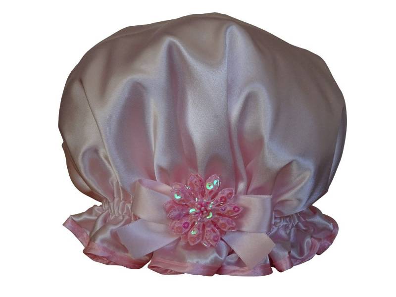 Pastell Rosa Satin Duschhaube Im Bouffant Stil - Pink Sorbet von Etsy - soprettyshowercaps