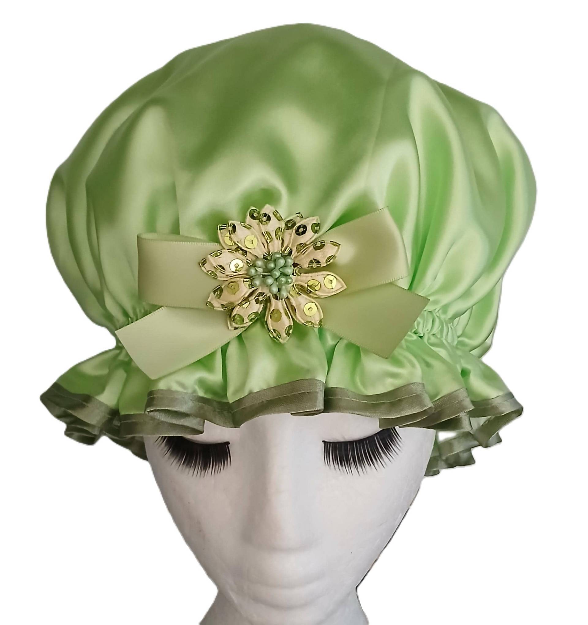 Pastellgrüne Große Duschhaube - Lime Sorbet von Etsy - soprettyshowercaps