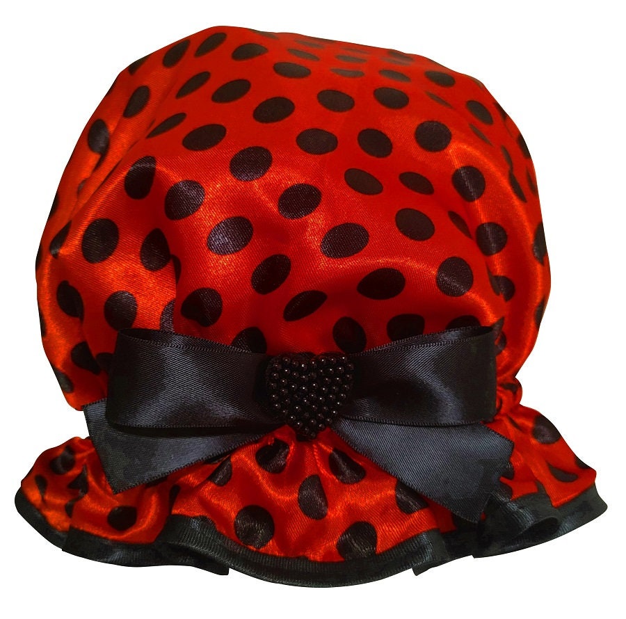 Rot Und Schwarz Gepunktete Duschhaube - Love Bug Ladybug Design von Etsy - soprettyshowercaps