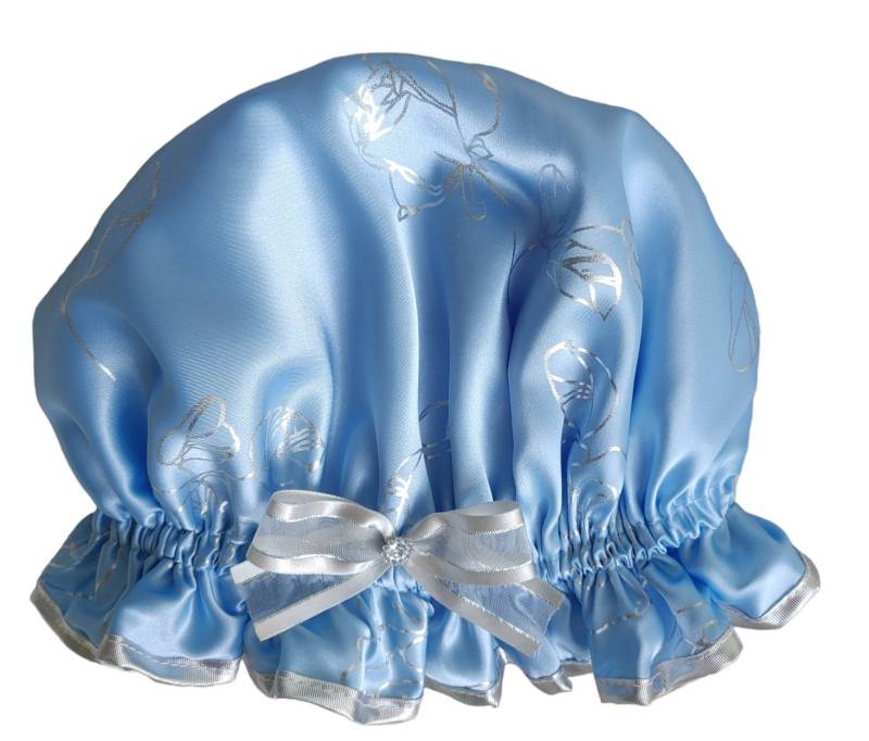 Silber Rosen Großzügige Duschhaube - Bloom Blau von Etsy - soprettyshowercaps