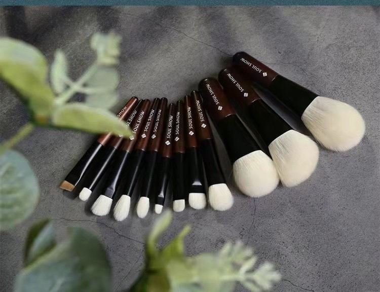 Ziegenhaar Sandelholz Mini Reisegröße Voller Make-Up Pinsel Set Mit Pu-Ledertasche von Etsy - soulshowbrush