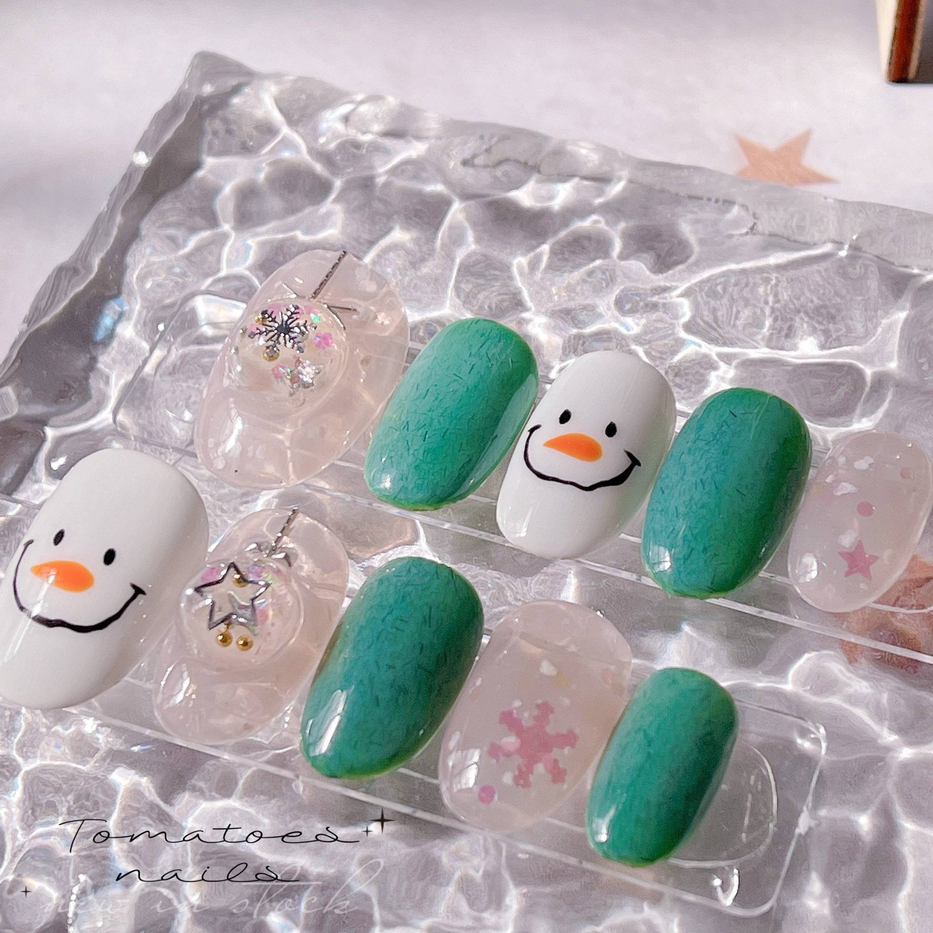 Niedliche Schneemann-Nägel Zum Aufdrücken, Glitzer-Schneeflocken-Nägel, Glitzer-Weihnachtsnägel, Nägel Mit Niedlichen Ornamenten, Handbemalte Niedliche Schneemann-Nägel Zum Aufdrücken, Glitzer-Schneeflocken-Nägel, Glitzer-Weihnachtsnägel, Nägel Mit Niedlichen Ornamenten, Handbemalte von Etsy - tomatoesnails