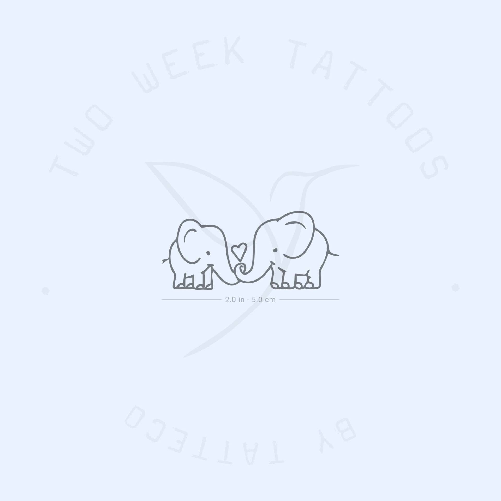 Elefanten in Der Liebe Semi-Permanent Tattoo | 2Er Set von Etsy - twoweektattoos